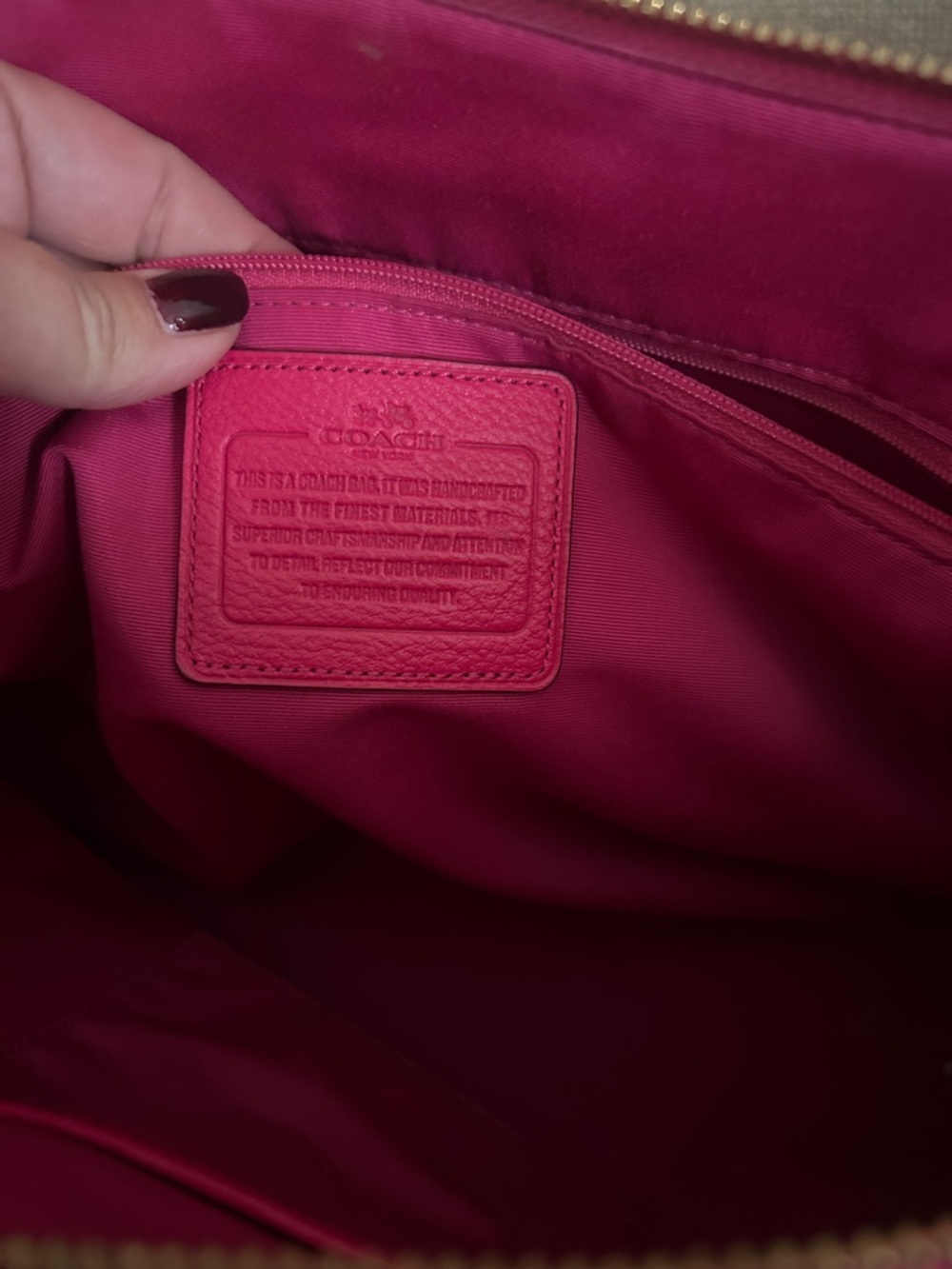 🖤 COACH AVA pebbled leather hot pink fuschia tote - Picture 5 of 7